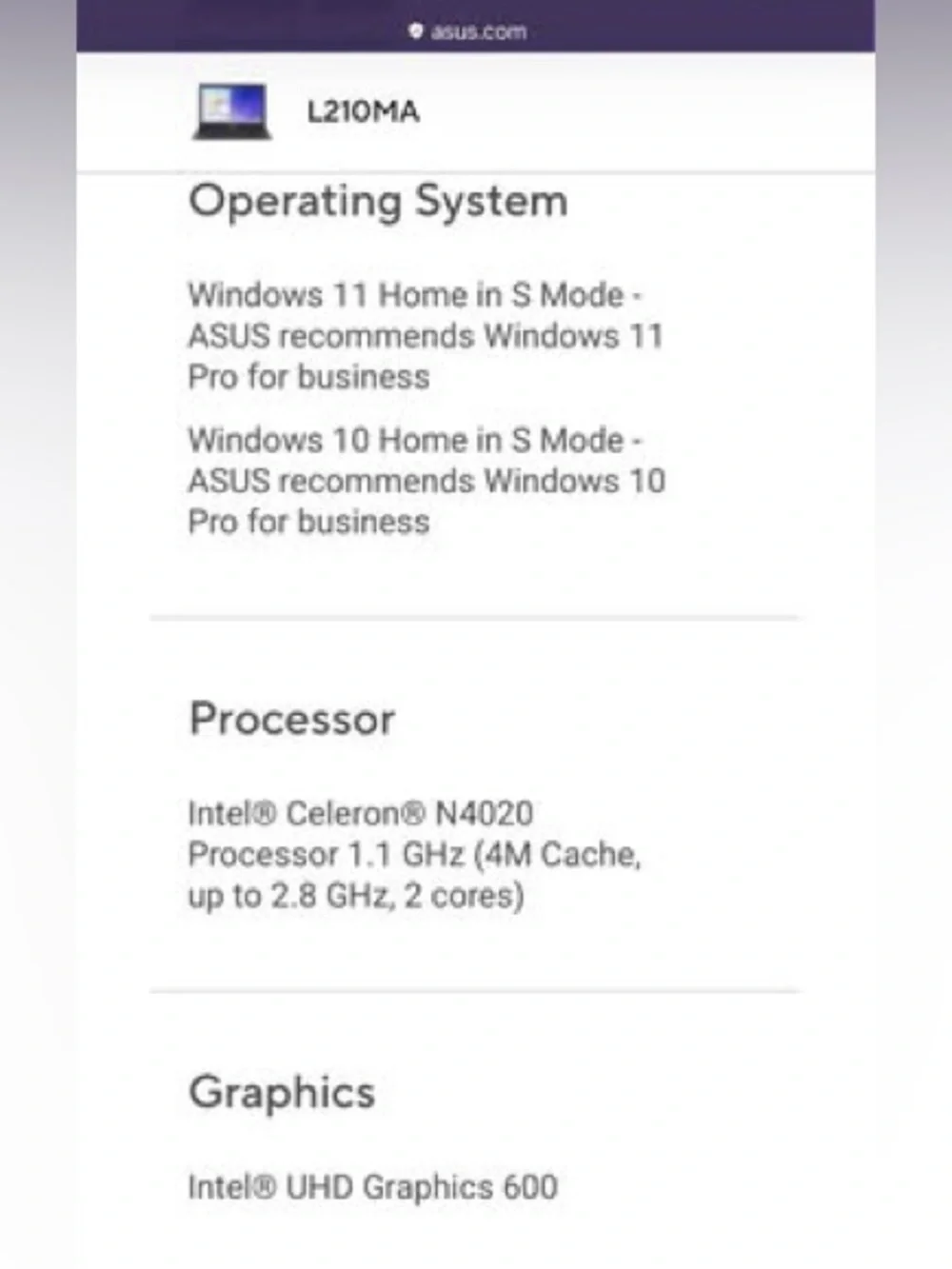 ASUS L210MA Laptop
